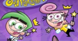 Timmy Turner poses with his fairy godparents, Cosmo and Wanda, in a vibrant scene from *The Fairly OddParents*.