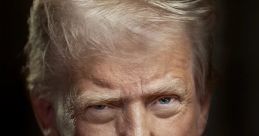 Donald Trump V2.0 with a serious expression, dressed in a suit and red tie, showcasing determination and leadership.