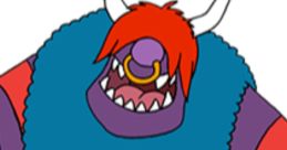 Backson from Winnie the Pooh, featuring a purple monster with a red mane and a fluffy blue body, showcasing a playful expression.