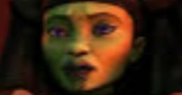 Luminara Unduli's character in Clone Wars, showcasing her distinctive green skin and elegant attire, captures a moment of focus.