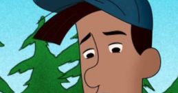Bill Nenniger, a character from Curious George, looks concerned in a colorful forest setting.