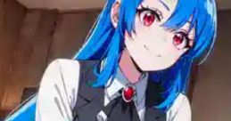 Minami Nanami V2 showcases her signature blue hair and elegant outfit, exuding charm and elegance in a stylish pose.