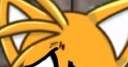 Tails the fox character with orange fur and blue eyes, displaying an expressive and thoughtful demeanor in a playful setting.