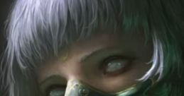 Mysterious figure with a mask and discolored eyes, evoking intrigue and fantasy elements found in Sativa-themed art.