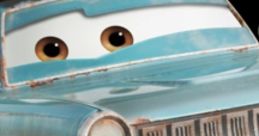 Rusty blue vintage car with charming eyes, showing signs of wear and character, perfect for car enthusiasts and collectors.