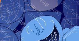 Bluudude Forsaken character, smiling and giving a thumbs up, surrounded by blue graphics and playful text elements.