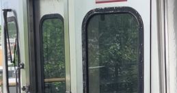 Rear view of an MFL SEPTA train car door, showcasing the American flag and operational design features.