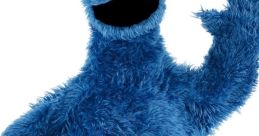 Cookie Monster from Sesame Street, waving cheerfully in vibrant blue fur, embodying his playful spirit and love for cookies.