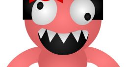 Pinky Pinky character with a playful design, featuring a red bow and an animated, mischievous expression.