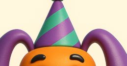 Colorful cartoon dog, Bobby The Doggo, wearing a festive party hat, smiling joyfully with a playful expression.