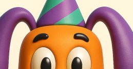Bobby the Doggo 4, a cheerful orange cartoon dog with a playful expression and festive party hat, ready for fun!