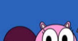 Chilly character from Mushy-Mush, featuring a pink squirrel with a cheerful expression against a blue background.