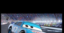 Cal Weathers drives the number 42 blue race car, speeding on a vibrant track filled with excited fans.