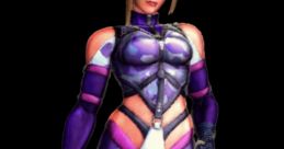 Nina Williams from SFVSTKKN, showcasing her stylish purple outfit and confident stance, emphasizes her iconic voice lines.