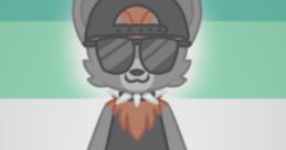 Stylish anthropomorphic character with gray fur, wearing a black outfit, sunglasses, and a cap, embodying "Burrito Guy" vibes.