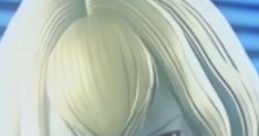 Dominique from Cobra the Arcade with striking long blonde hair and a captivating expression, showcasing her mysterious allure.