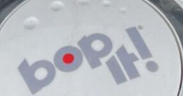 Close-up of Bop It! console showcasing its iconic logo and design, perfect for interactive gaming enthusiasts.