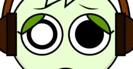 Green cartoon character with headphones, showcasing a worried expression, perfect for Sprunki September themed content.