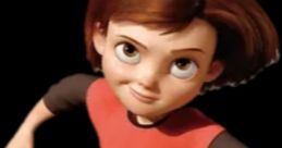 Penny Forrester from Bolt (2008) running with a determined expression in a red shirt and striped leggings.