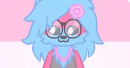 Cute, colorful character with blue hair, glasses, and a pink outfit, embodying the playful spirit of Icey Creamy.