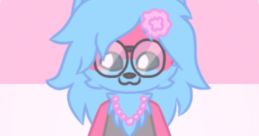 Stylized character with pink fur and blue hair, showcasing a trendy outfit and glasses, embodying the Icey Creamy Voice vibe.