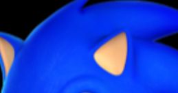 Sonic the Hedgehog with bright blue spikes and signature green eyes, wearing a friendly smile and scarf.