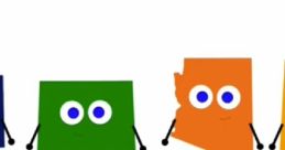 Playful cartoon characters representing four U.S. states for 4 Corner Talk with Richard Baca, focusing on education and fun.