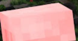 Pink pixelated pig character from Minecraft against a dark background, showcasing its cute and blocky design.