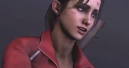 Zoey from Left 4 Dead, wearing a red jacket, leans thoughtfully on a railing amid a dark background.