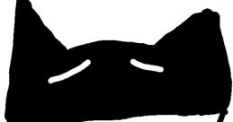 Smiling black cat character with distinctive features, embodying a playful, whimsical style. Perfect for creative projects.