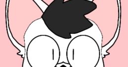 Happy cartoon character with big ears and suit, featuring Peludo style design against a pink background.