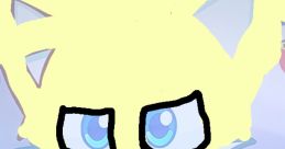 Powerful Jorden⚡, a confident yellow character with blue eyes, strikes a playful pose, highlighting dynamic energy.
