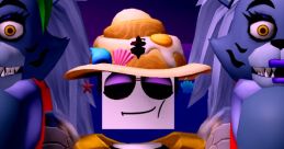 Character wearing a straw hat and sunglasses, flanked by animated creatures, promoting "The Hunt" first edition.
