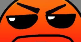 Angry red emoji with black eyes and furrowed brow, capturing intense emotion, perfect for "Rock On The Ground V1" themes.