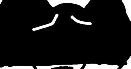 Character with a black silhouette, blue and red details, conveying emotion in a stylized art style. Help Tale Tablet Kaiser theme.
