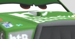 Chick Hicks from Disney Infinity, a green racing car character with an intense expression and detailed decals.