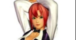 Rio Rollins Tachibana from DOA Paradise striking a pose in a stylish black outfit with a playful fan in hand.