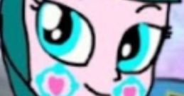 Colorful animated character with blue eyes and teal hair, showcasing a playful style and vibrant personality.