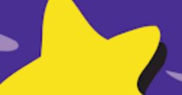 Bright yellow star shape against a vibrant purple background, representing fun and excitement in Hullabaloo Announcer (2023).