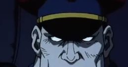 M. Bison's imposing character from the Street Fighter II animated movie, showcasing his intense expression and military attire.