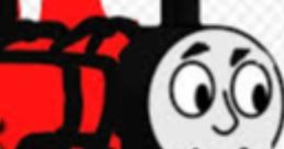 Cheerful cartoon train character inspired by Brad The Black Number 9 OC Engine, showcasing vibrant colors and a friendly smile.