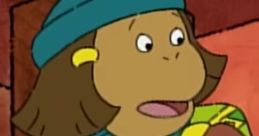Francine from Arthur in a cozy winter outfit, ready for snowy adventures with a backpack and warm accessories.