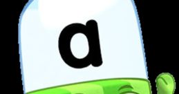 Friendly green Alphablock character "a" with a bandage, promoting early literacy and alphabet learning in fun ways.