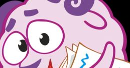 Wally from Kikoriki happily holds colorful papers, showcasing his playful and creative personality in vibrant hues.