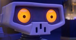 Sinclair from StarDog and TurboCat with bright eyes and a retro design, set in a vibrant animated scene.