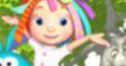 Rosie from "Everything's Rosie" smiles with friends in a colorful forest, showcasing fun and friendship in a vibrant setting.