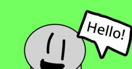 Boy 537 character with a cheerful expression saying "Hello!" on a bright green background, representing fun sounds.