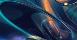 Vibrant abstract swirls and curves in blue and orange hues, evoking energy and creativity for new songs for 25.