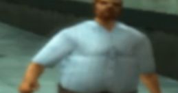 Fat ginger male character from GTA LCS walking, showcasing a casual outfit and distinct features typical of the game.