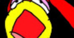 Colorful cartoon character with oversized features, vibrant red and yellow colors, featured in the "Cole Hayes Alternate Ending" narrative.